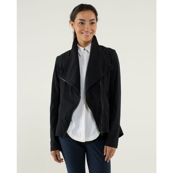 RARE Lululemon Black Urbanite Moto Asymmetrical Blazer Jacket Size 4 - Picture 3 of 15